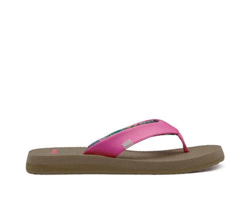 Sanuk Womens Yoga Mat Cushioned Pink Flip Flops | AIZJFK805